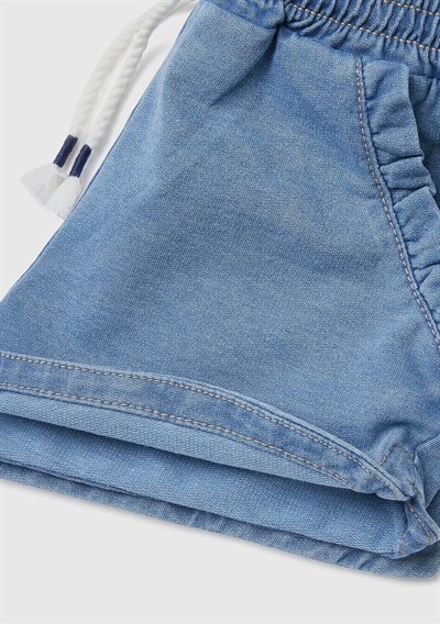 United Colors of Benetton Kız Çocuk Cebi Fırfırlı Denim Şort