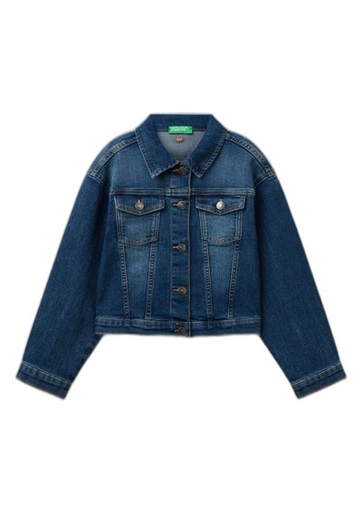 United Colors of Benetton Kız Çocuk Koyu Denim Denim Ceket