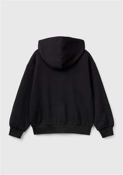 United Colors of Benetton Kız Çocuk Krem Pamuk Karışımlı Payet Logolu Kapşonlu Sweatshirt