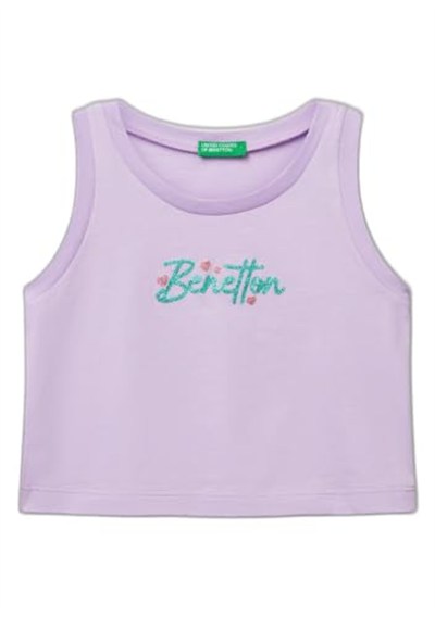 United Colors of Benetton Kız Çocuk Lila Simli Benetton Logo Baskılı Atlet