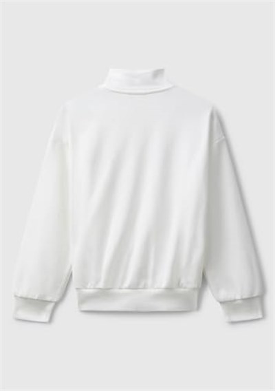 United Colors Of Benetton Kız Çocuk Önü Logo Nakışlı Cepli Fermuarlı Dik Yaka Sweatshirt