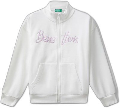 United Colors Of Benetton Kız Çocuk Önü Logo Nakışlı Cepli Fermuarlı Dik Yaka Sweatshirt