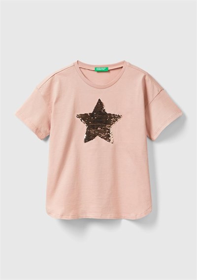 United Colors of Benetton Kız Çocuk P Ayet İşlemeli Tişört