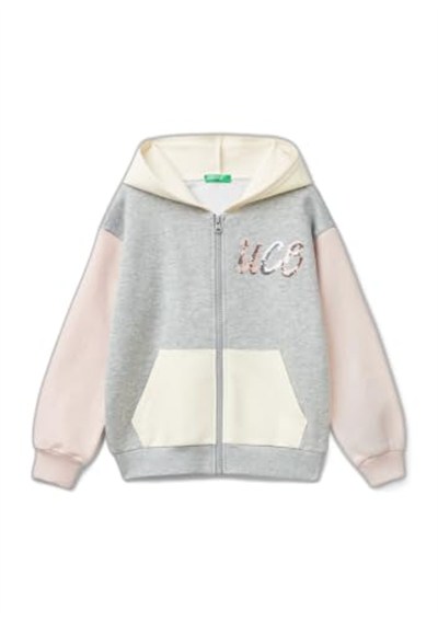 United Colors of Benetton Kız Çocuk Pembe Mix JACKET W/HOOD L/S
