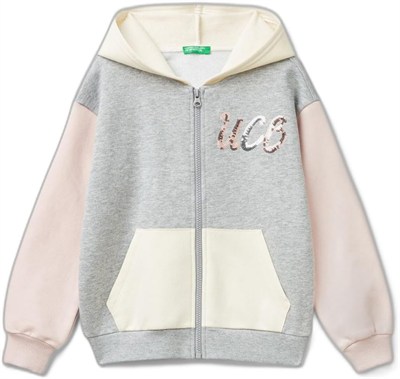 United Colors of Benetton Kız Çocuk Pembe Mix JACKET W/HOOD L/S