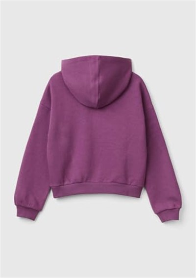United Colors of Benetton Logo Detaylı Kapüşonlu Kısa Sweatshirt Kapüşonlu Sweatshirt Kız çocuk