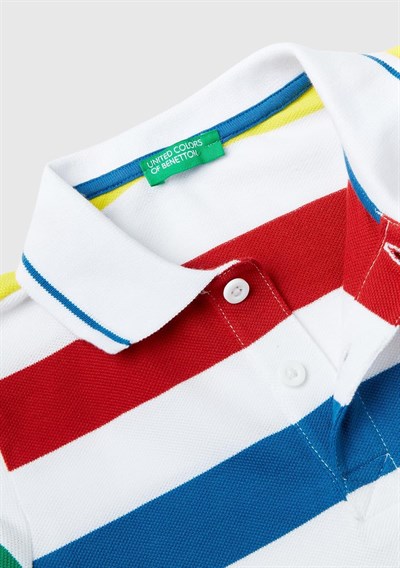 United Colors of Benetton Logo İşlemeli Çizgili Pike Polo T-Shirt Polo T-Shirt Erkek çocuk