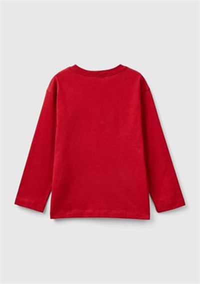 United Colors of Benetton Önü Araç Baskılı Bisiklet Yaka Uzun Kollu T-Shirt T-Shirt Erkek çocuk