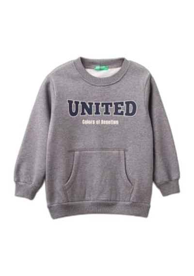 United Colors of Benetton Önü Baskılı Normal Kesim Bisiklet Yaka Ribanalı Sweatshirt Sweatshirt Erkek çocuk