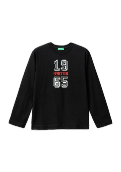 United Colors of Benetton Önü Çok Renkli Logo Baskılı Uzun Kollu T-Shirt T-Shirt Erkek çocuk