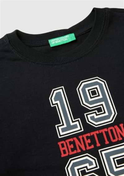 United Colors of Benetton Önü Çok Renkli Logo Baskılı Uzun Kollu T-Shirt T-Shirt Erkek çocuk