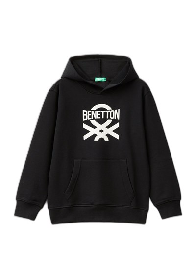 United Colors of Benetton Önü Logo Baskılı Ribanalı Kapüşonlu Sweatshirt Kapüşonlu Sweatshirt Erkek çocuk - Bedenler: S, M, L, XL, EL, KL
