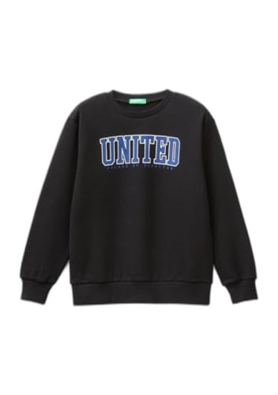 United Colors of Benetton Önü Logo Baskılı Bisiklet Yaka Ribanalı Sweatshirt Sweatshirt Erkek çocuk