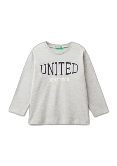 United Colors of Benetton Önü Logo Baskılı Bisiklet Yaka Uzun Kollu T-Shirt T-Shirt Erkek çocuk
