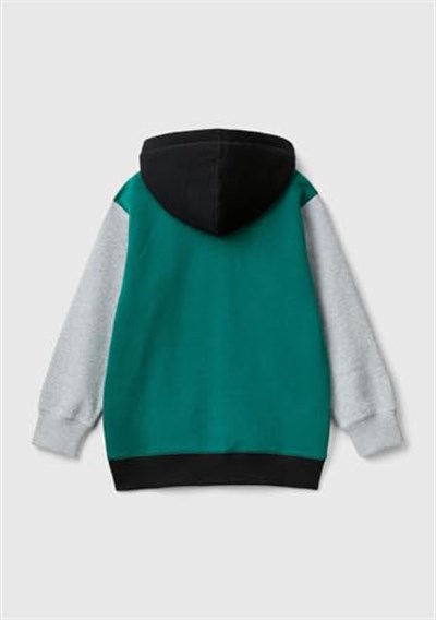 United Colors of Benetton Önü Logo Baskılı Cep Detaylı Fermuarlı Kapüşonlu Sweatshirt Kapüşonlu Sweatshirt Erkek çocuk