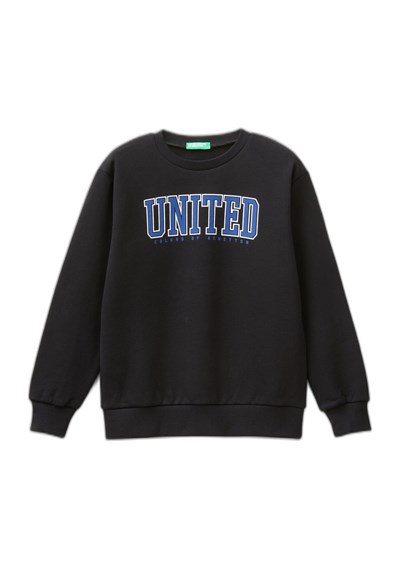 United Colors of Benetton Önü Logo Baskılı Bisiklet Yaka Ribanalı Sweatshirt Sweatshirt Erkek çocuk
