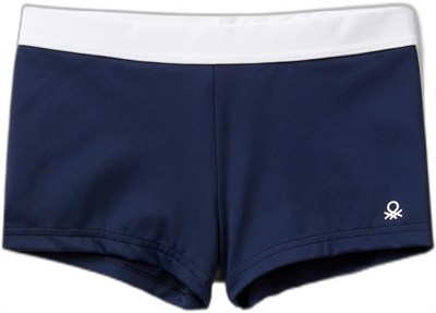 United Colors of Benetton Önü Logo İşlemeli Beli Büzgülü Kısa Deniz Şortu Deniz Şortu Erkek çocuk