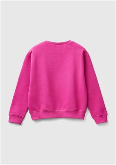 United Colors of Benetton Önü Parıltılı Logo Baskılı Bisiklet Yaka Sweatshirt Sweatshirt Kız çocuk