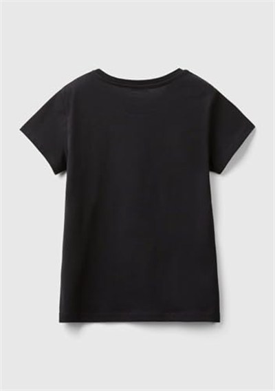 United Colors of Benetton Önü Parlak Logo Baskılı Bisiklet Yaka Kısa Kollu T-Shirt T-Shirt Kız çocuk