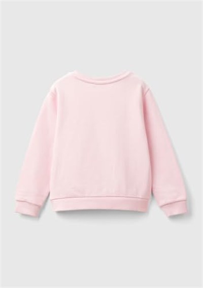United Colors of Benetton Önü Simli Logo Baskılı Normal Kesim Bisiklet Yaka Sweatshirt Sweatshirt Kız çocuk