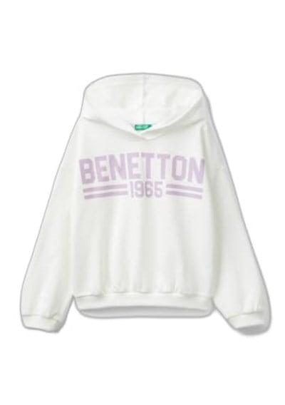 United Colors of Benetton Önü Su Bazlı Logo Baskılı Kapüşonlu Sweatshirt Kapüşonlu Sweatshirt Kız çocuk