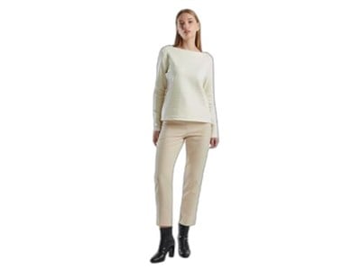 United Colors of Benetton Pamuk Karışımlı Omzu Düğme Detaylı Kayık Yaka Kısa Sweatshirt Sweatshirt Kadın