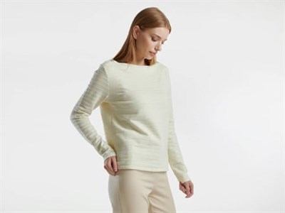 United Colors of Benetton Pamuk Karışımlı Omzu Düğme Detaylı Kayık Yaka Kısa Sweatshirt Sweatshirt Kadın