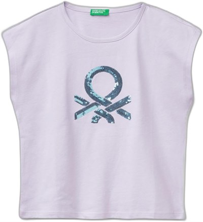 United Colors of Benetton Payetli Benetton Yazılı Yaz T-Shirt T-Shirt Kız çocuk