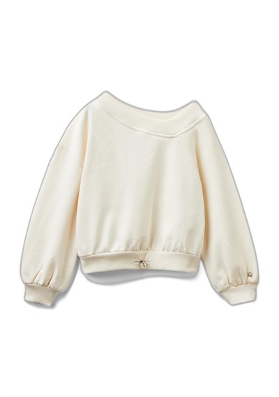 United Colors of Benetton Regular Fit Ribana Detaylı Asimetrik Yaka Sweatshirt Sweatshirt Kız çocuk