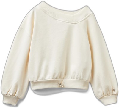 United Colors of Benetton Regular Fit Ribana Detaylı Asimetrik Yaka Sweatshirt Sweatshirt Kız çocuk