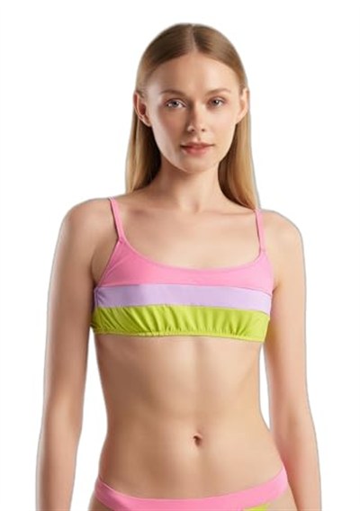 United Colors of Benetton Renk Bloklu Ayarlanabilir Askılı Bağlamalı Bikini Üstü Bikini Kadın