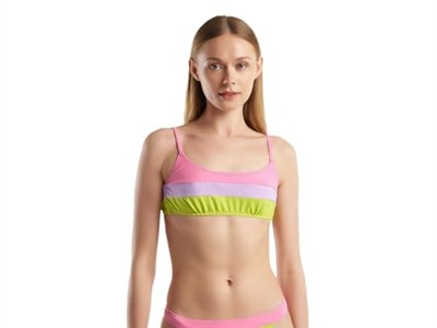 United Colors of Benetton Renk Bloklu Ayarlanabilir Askılı Bağlamalı Bikini Üstü Bikini Kadın