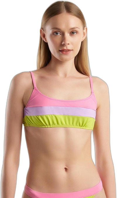 United Colors of Benetton Renk Bloklu Ayarlanabilir Askılı Bağlamalı Bikini Üstü Bikini Kadın