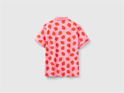 United Colors of Benetton Streç Pamuklu Göğsü Logo İşlemeli Tamamı Desenli Polo T-Shirt Polo T-Shirt Kadın