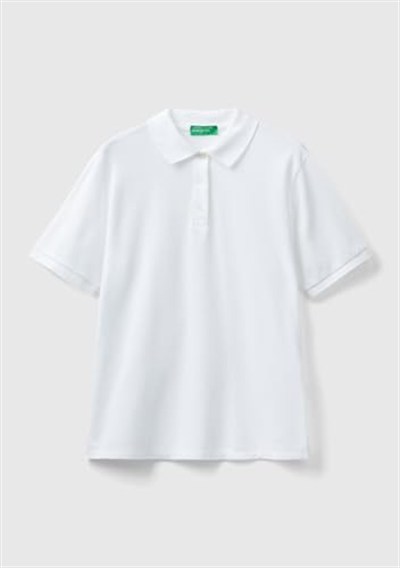 United Colors of Benetton Streç Pamuklu Sol Altı Logo Baskılı Polo T-Shirt Polo T-Shirt Kadın