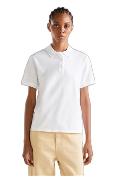 United Colors of Benetton Streç Pamuklu Sol Altı Logo Baskılı Polo T-Shirt Polo T-Shirt Kadın