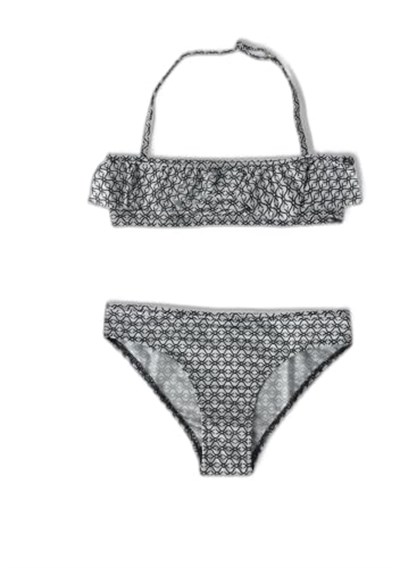 United Colors of Benetton Tamamı Desenli Fırfırlı Boyundan Bağlamalı Bikini Takımı Bikini Kız çocuk