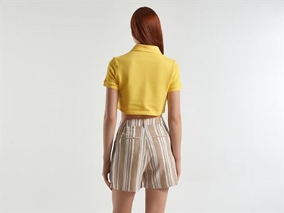 United Colors of Benetton Yarım Logolu Crop Polo T-Shirt Kadın