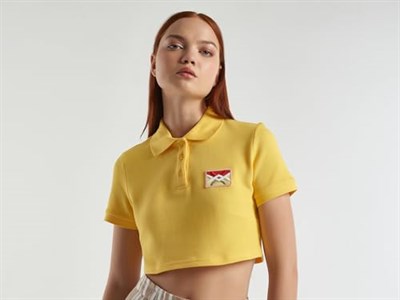 United Colors of Benetton Yarım Logolu Crop Polo T-Shirt Kadın
