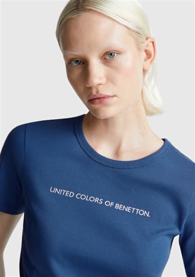 United Colors of Benetton%100 Koton Benetton Yazılı Basic Tshirt T-Shirt Kadın
