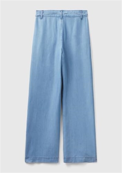United Colors of Benetton%100 Liyosel Kemer Delikli Beli İpli Geniş Paça Pantolon Pantolon Kadın