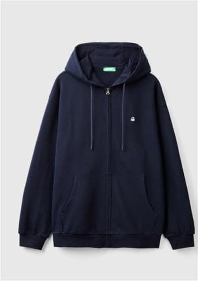 United Colors of Benetton%100 Pamuk Dar Kesim Fermuarlı Kapüşonlu Sweatshirt Kapüşonlu Sweatshirt Erkek