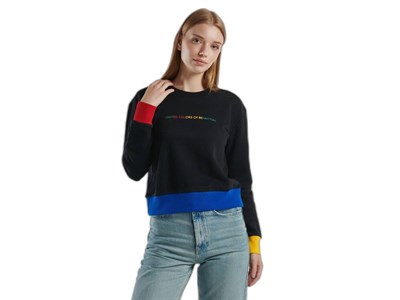 United Colors of Benetton%100 Pamuk Önü Logo Baskılı Ribanalı Bisiklet Yaka Sweatshirt Sweatshirt Kadın