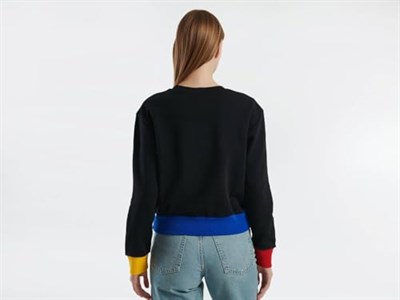 United Colors of Benetton%100 Pamuk Önü Logo Baskılı Ribanalı Bisiklet Yaka Sweatshirt Sweatshirt Kadın