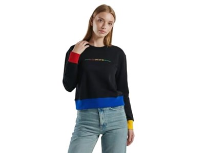 United Colors of Benetton%100 Pamuk Önü Logo Baskılı Ribanalı Bisiklet Yaka Sweatshirt Sweatshirt Kadın