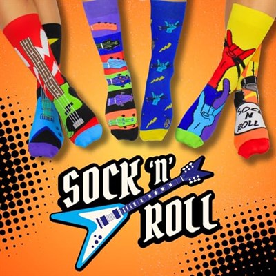 United Oddsocks - Çorap n Roll - 6lı Kutu Renkli Karışık ve Eşleştir Rock and Roll Çorapları Erkekler için, UK 6-11 | EUR 39-46 | US 7-12. Eğlenceli ve İlginç Doğum Günü, Noel, Erkekler için Babalar 