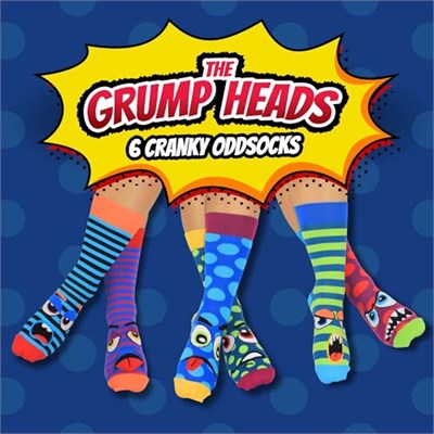 United Oddsocks The Grump Heads Hediye Kutusu – 6 Kaba Karışık ve Eşleşen Tuhaf Çorap Erkekler İçin – UK 6–11, EUR 39–46, US 7–12 – Renkli Canavar Temalı Yenilikçi Çoraplar – Doğum Günü, Noel ve Daha 