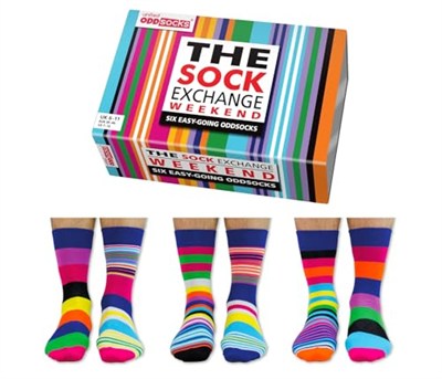 United Oddsocks/Sock Exchange hafta sonu çorabı / 6lı set, farklı renkli, tek