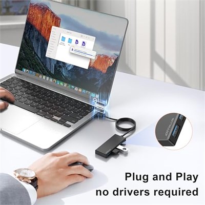 USB Hub, Multiport USB Splitter Adaptörü, 2 ft Uzun Kablo USB 3.0 Hub, Dizüstü Bilgisayar, PC, iMac, Surface Pro, MacBook, Mac Pro, Flash Sürücü, XPS, Fare, HDD için USB Genişletici