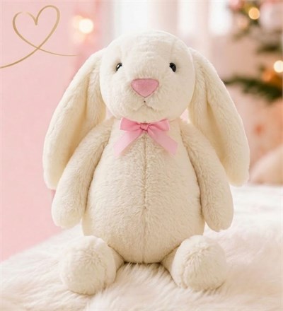 Uyku Arkadaşım PAPYONLU Uzun Kulak Bunny Peluş Tavşan 65 cm Beyaz